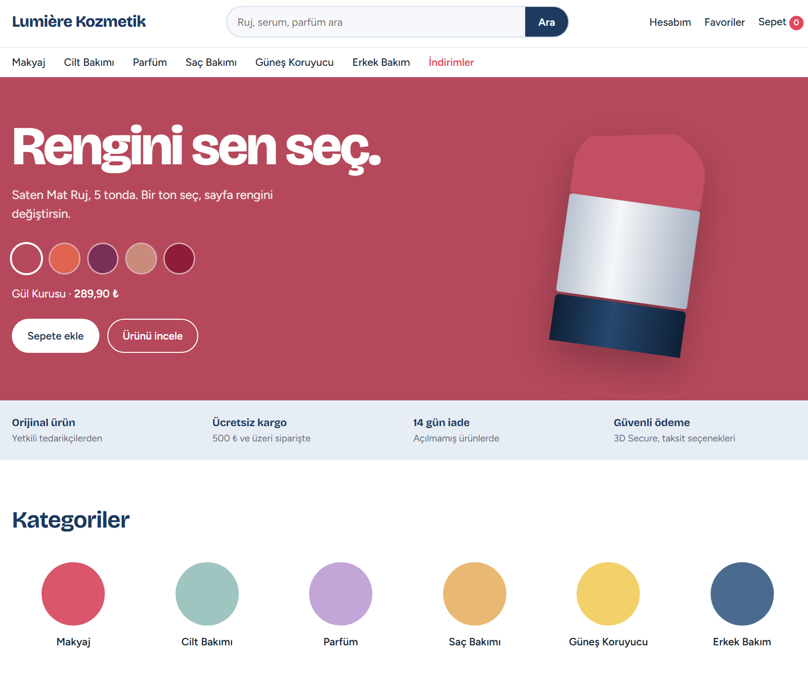 Demo Kozmetik E-Ticaret Çözümü