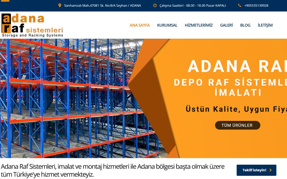 Adana Çelik Magaza Depo Raf Sistemleri Üretimi